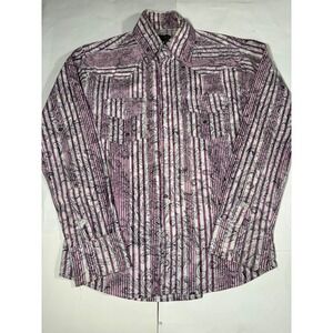 Timberland Waterproof Paisley Stripe Shirt Men's Small Purple white Long Sleeve